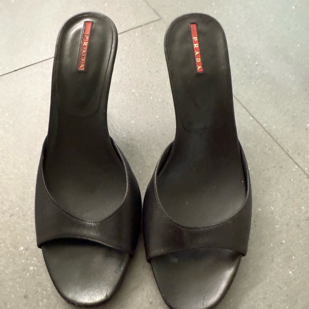 Prada Black Leather Sandals for Women